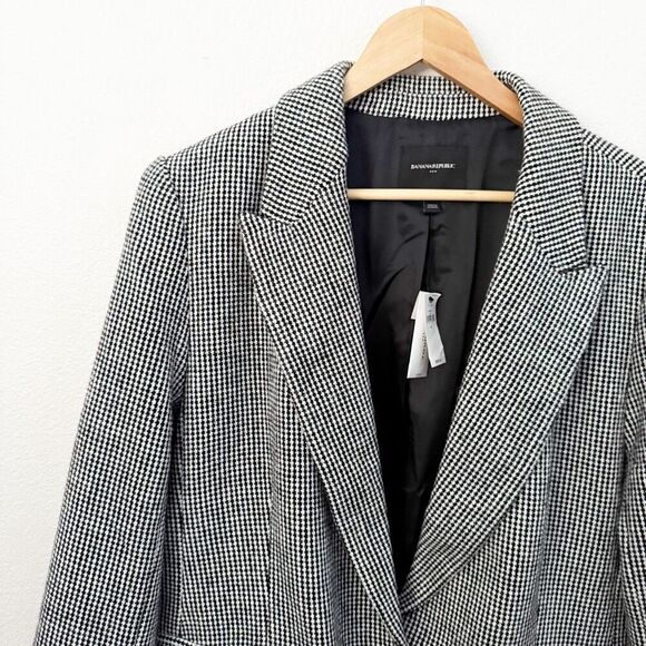 BANANA REPUBLIC | NWT Wool Blend Houndstooth Blazer Jacket Black White | Size 18 - Picture 6 of 11